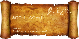 Jóri Örsi névjegykártya